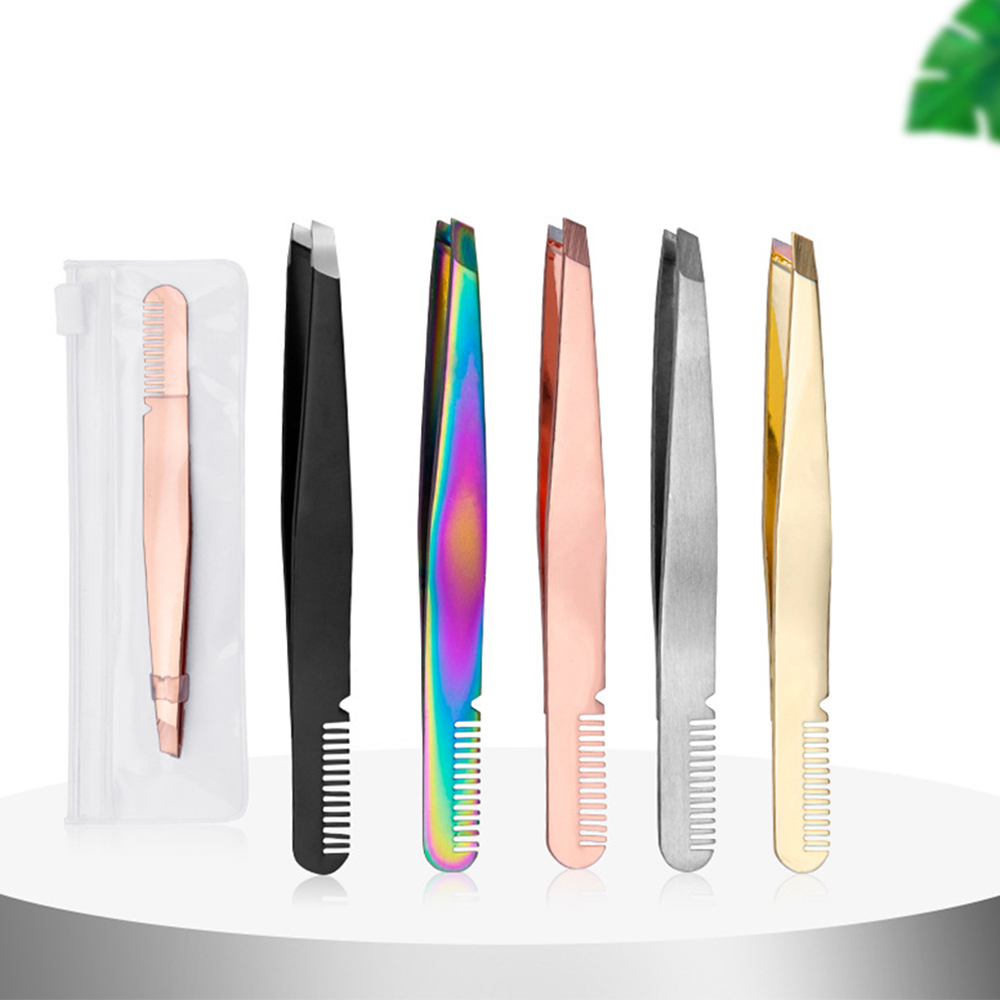 Best of 1PC Eyelashes Tweezers Anti-static Eyelash Extension Tweezer With Brush Eyebrow Stainless Steel Beauty Makeup Custom Your Logo Reviews & Tips