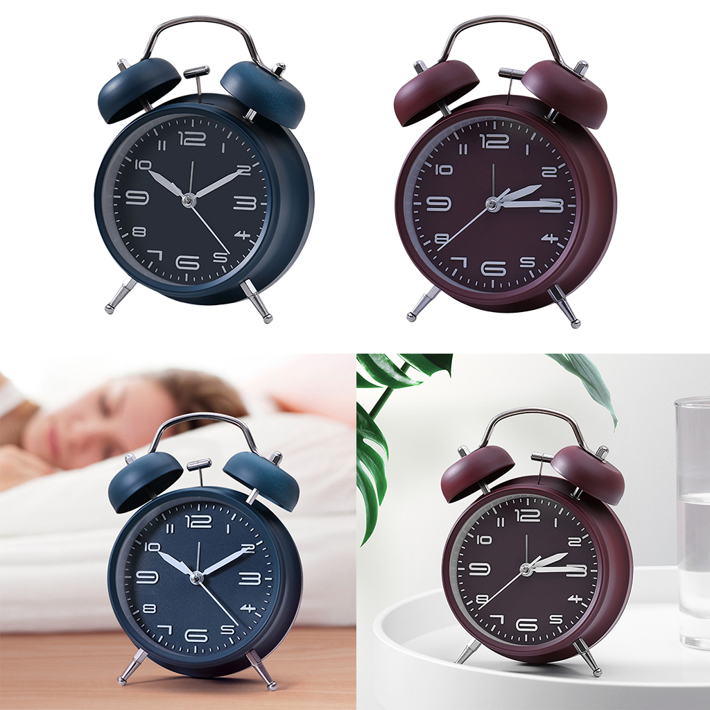 Keywind Bell Alarm Clock Metal Matted Surface Hight Brightness Glass Shell