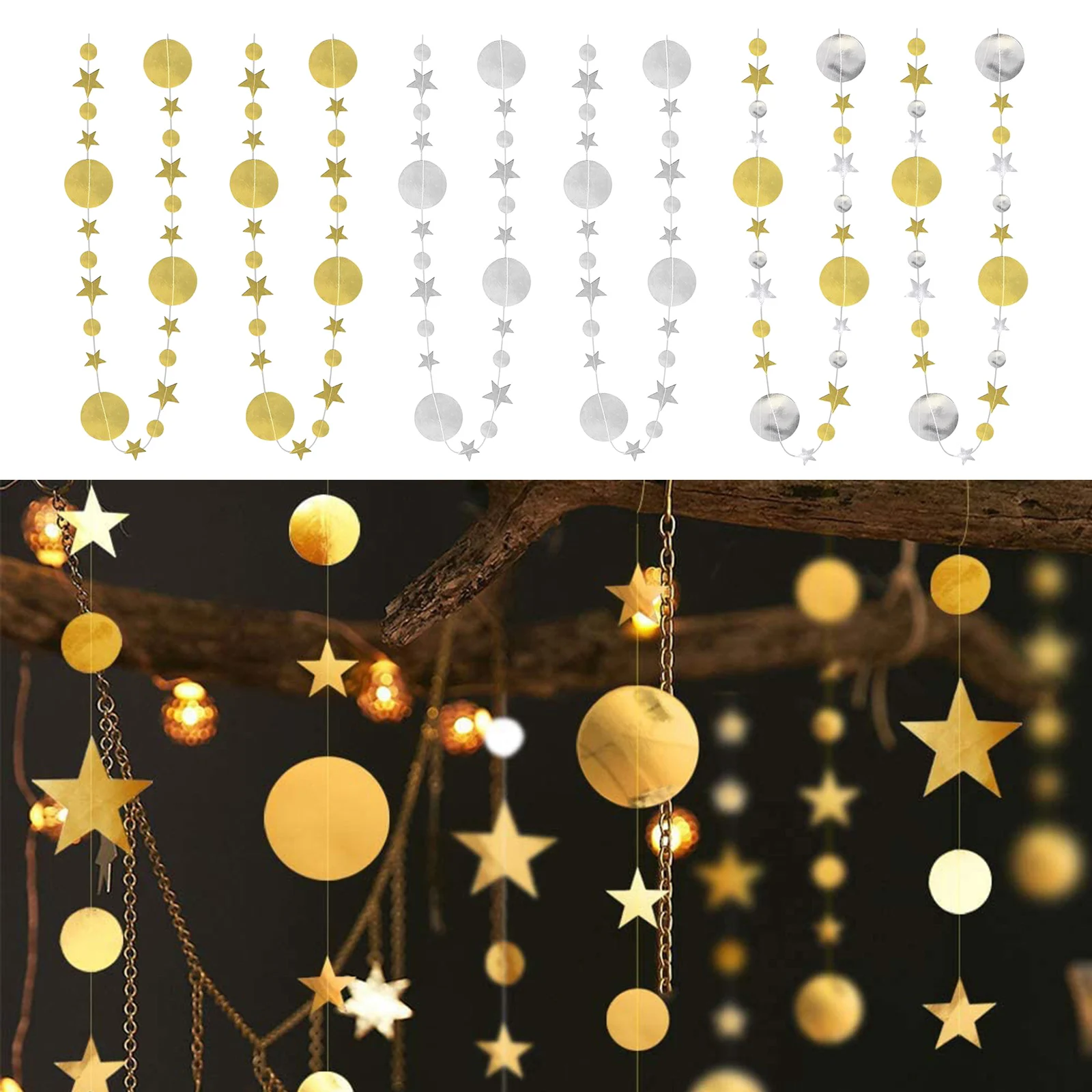 4M Bunting Garland Hanging Paper Star Garlands For Christmas Weddings Party P6I4