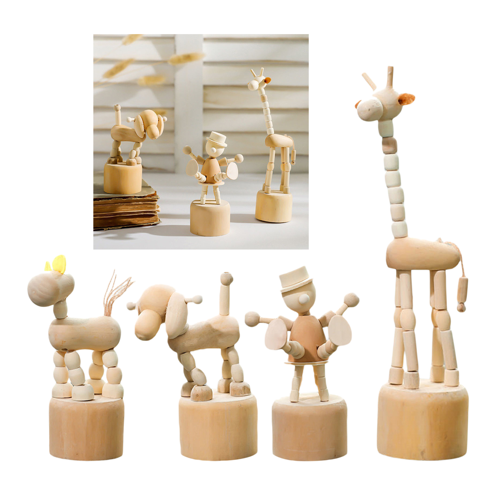 Puppet Animal 4-17cm Ornaments Giraffe Puppy Pony Decoration Miniature Figures Ornament for Festival Christmas Party Holiday
