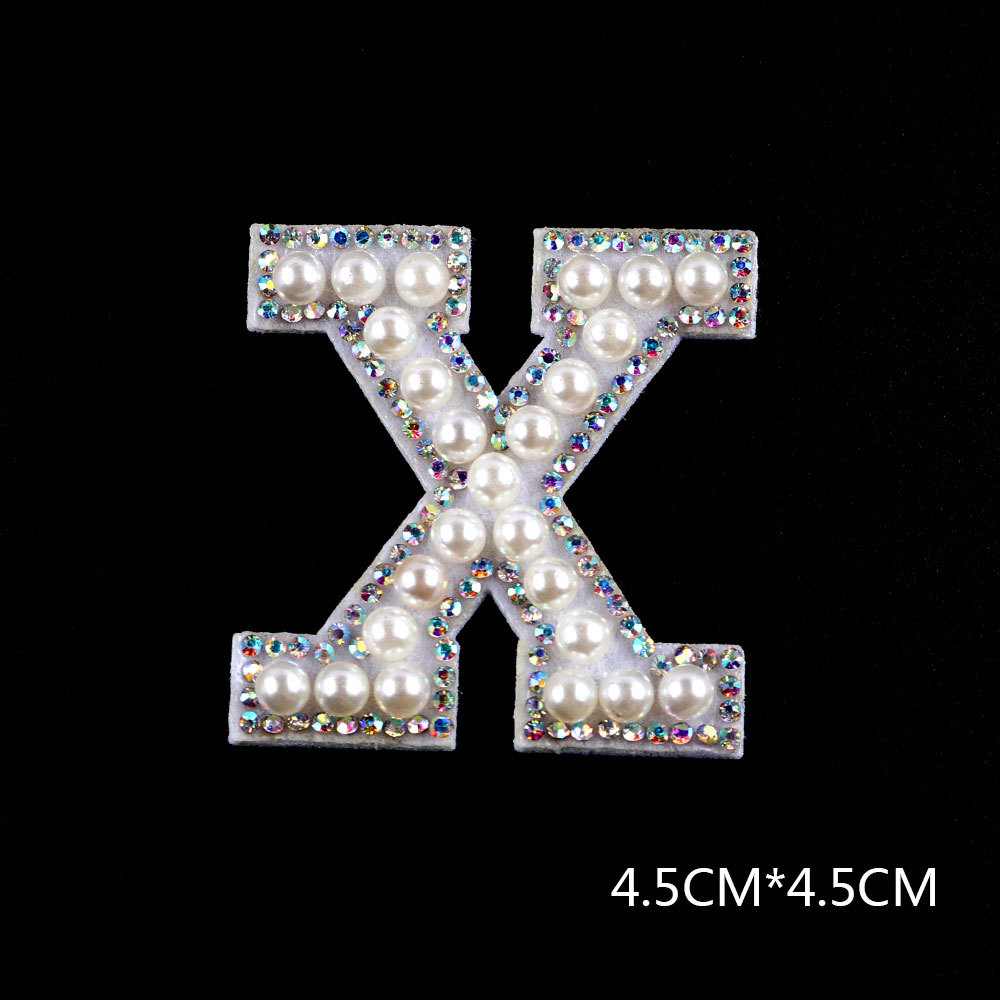 26 brief AB Strass Perle Englisch Alphabet Patch 3D Perlen Aufkleber Mixed Stickerei Patch Für Kleidung Logo Diy Applique – Detail 35