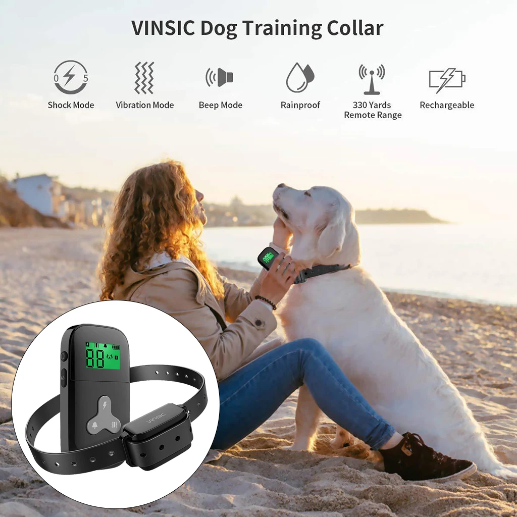 Dog Training Collar Shock Collar, 3 Training Modes Beep Vibration Shock, Up to 1000 ft Remote Range for Small Medium Large Dogs