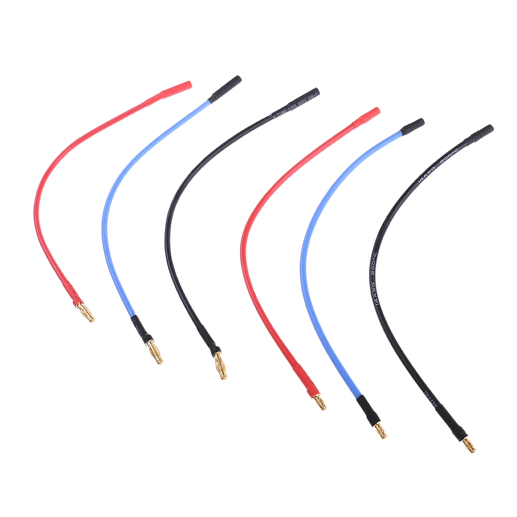 6Pcs 4.0mm & 3.5mm Connectors 23cm Banana RC Brushless Motor ESC Extension Cable Wire RC Car Boat Parts