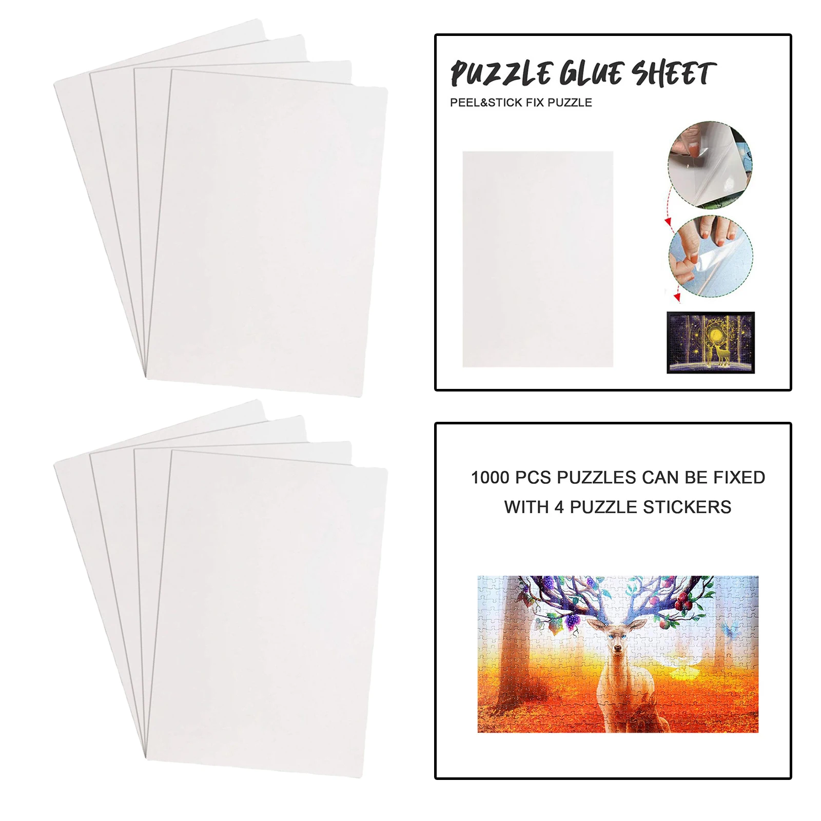 8x Clear Puzzle Glue Sheets Sticker Jigsaw Saver Backing Gluing Saving Tape