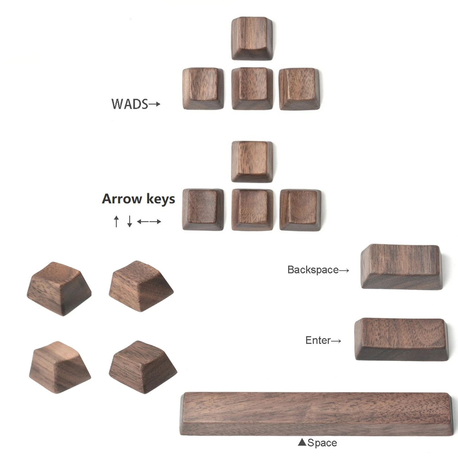 Wooden Keycap Solid Walnut Wood Keycap Novelty Keycaps for Cherry MX Mechanical Keyboard