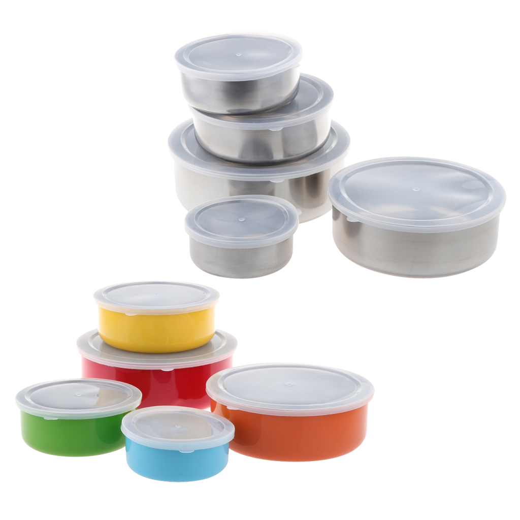 5Pcs Stainless Steel Mixing Bowls Set with Lids for Food Fruit Vedetable Containers Sweet Ice Cream Storaging Supplies