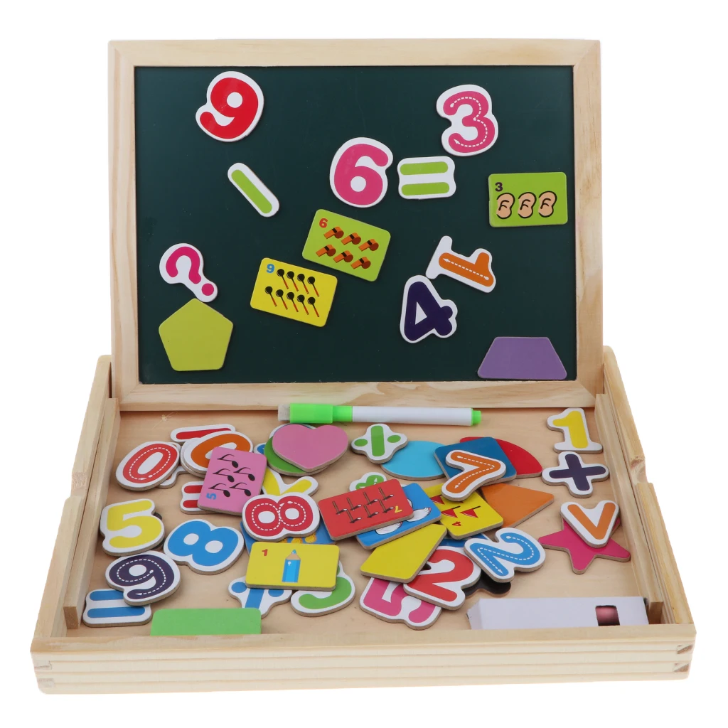 Mathematics & Magnetic Blackboard White Board Wooden Math Box Learning Numbers Letters Kids Educational Toy