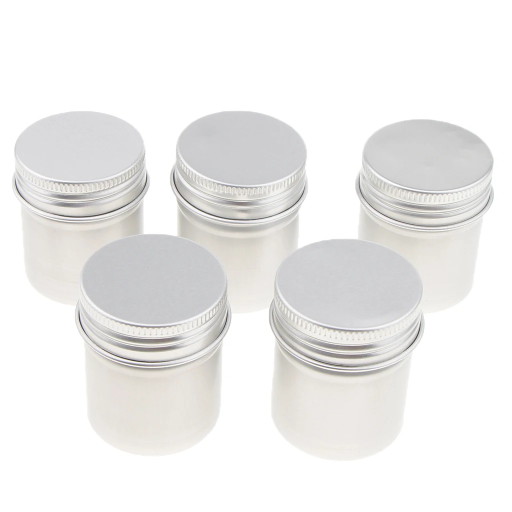 5Pcs Aluminum Can Pot with Screw Lid Cream Tea Powder Wax Jar Container 50ML