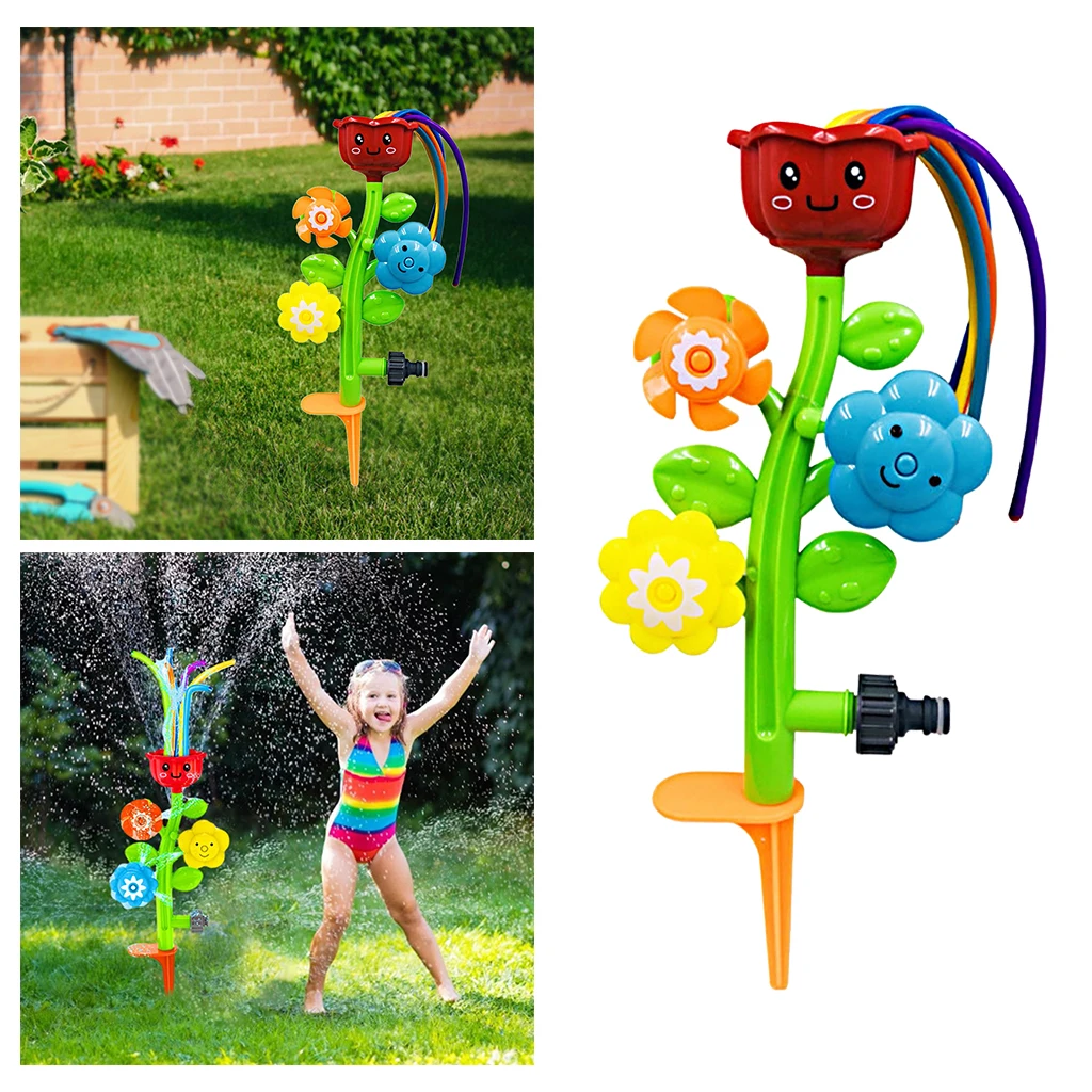 Summer Kids Water Sprinkler Yard Flower Fun Toy w/ Wiggle Tubes Patio Swirl