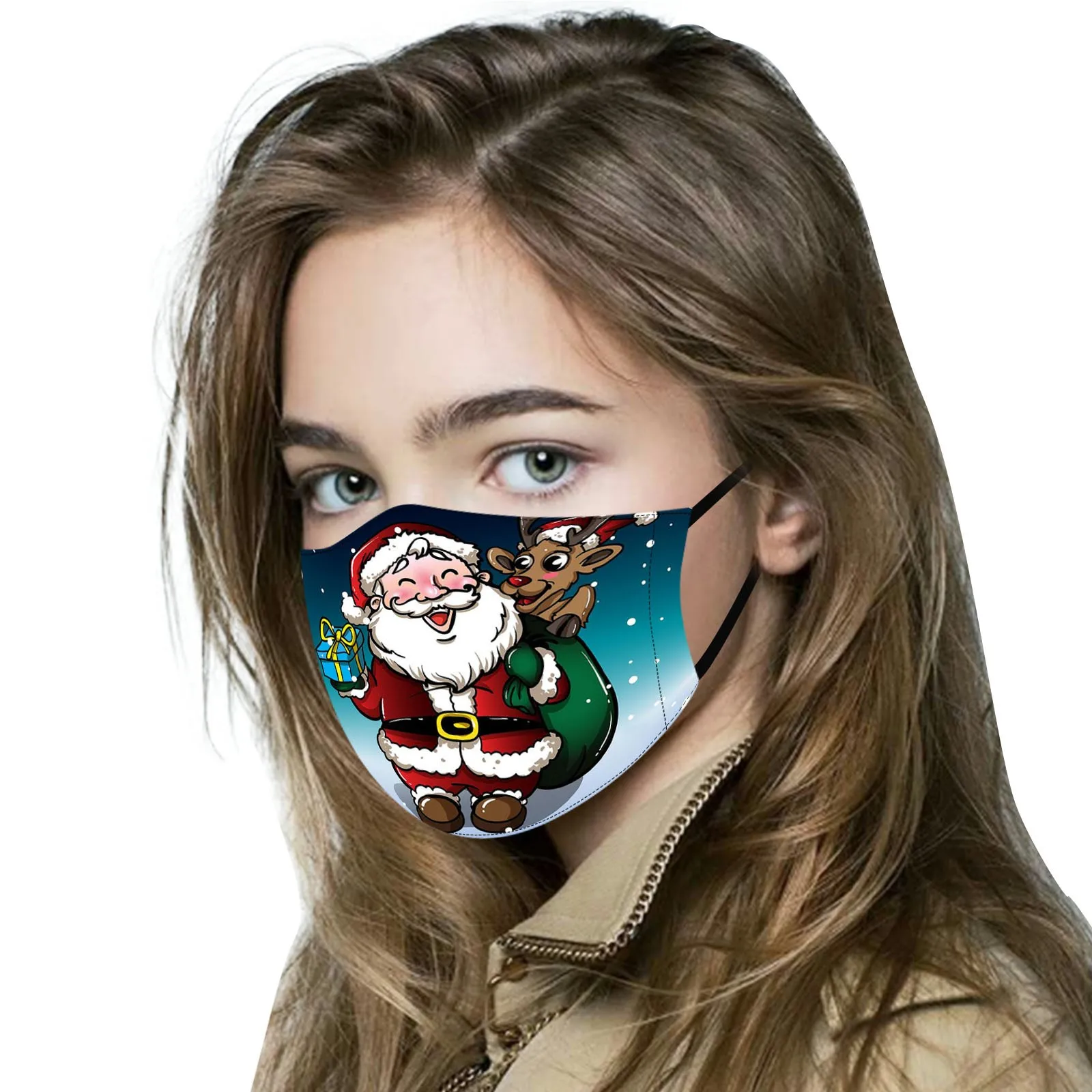 5pcs Christmas Cotton Mask Mouth Face Mask Anti Dust PM2.5 Mouth Mask  Halloween Cosplay Fabric Masks washable Reusable Mask funny halloween costumes
