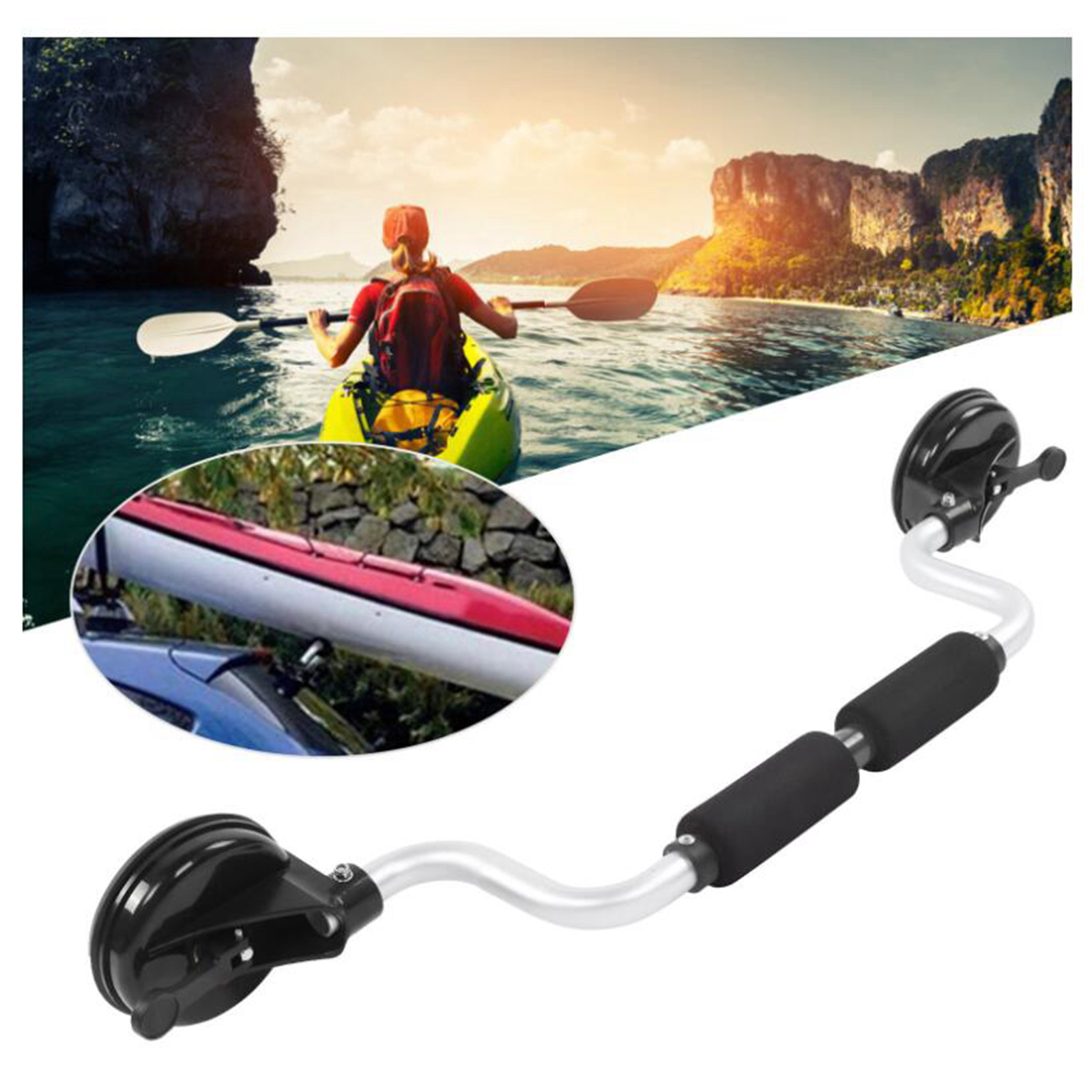 Kayak Canoe  Load Assister Roller Car Roof Rack Suction Cup Heavy Duty