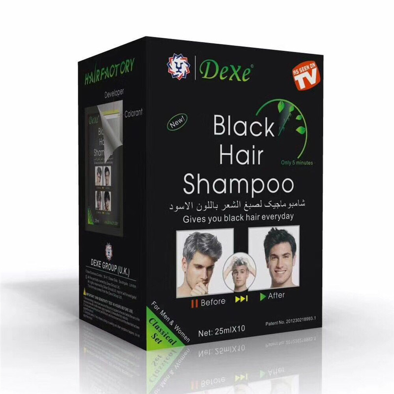 Tintura de Cabelo Cobrindo o Cabelo Branco para Preto Dexe Planta Yixihei Cinza Shampoo Preto 1 de cabelo cobrindo o cabelo cinza branco