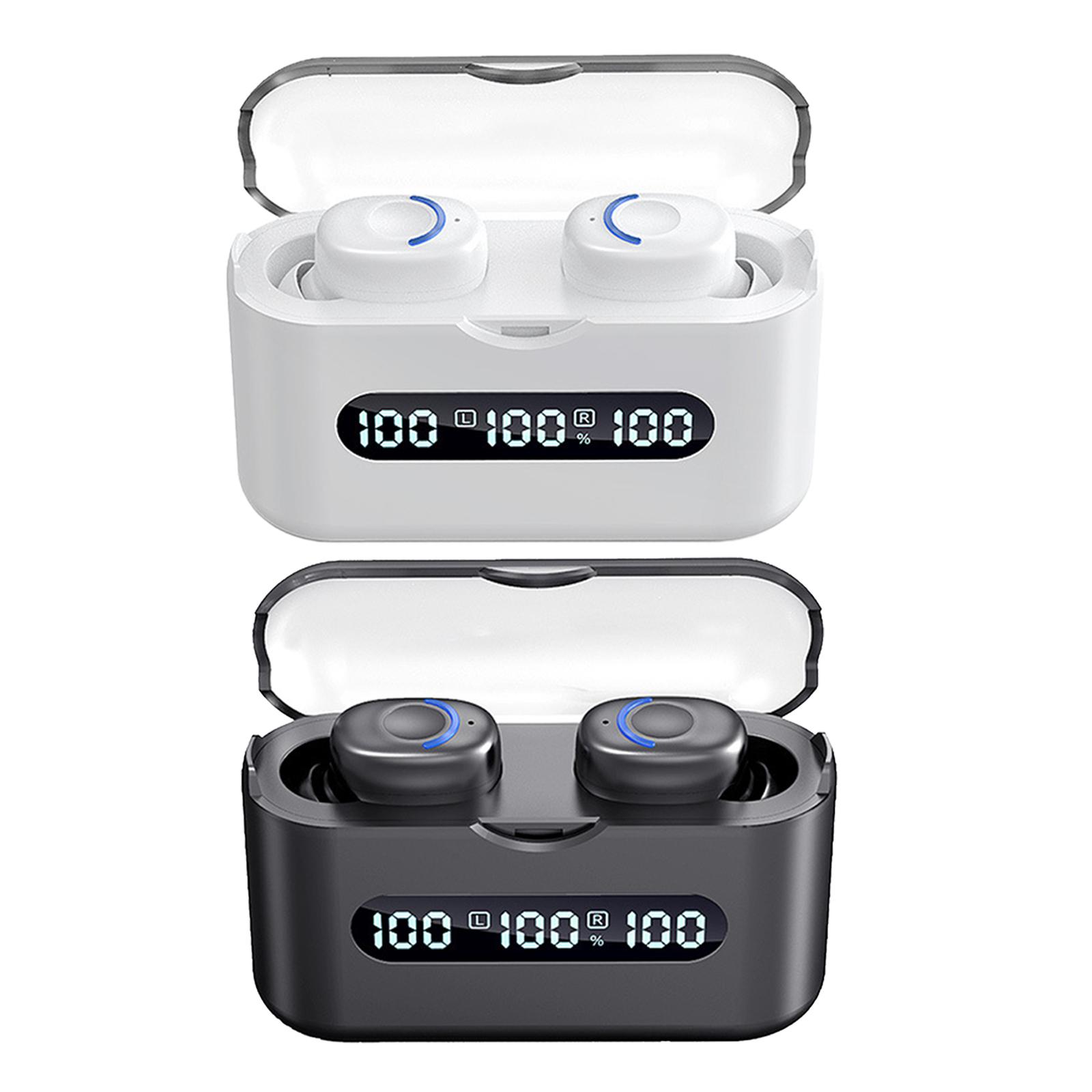 V5.2 Earbuds with Charging Case Touch Control True Wireless LCD Display Surround ABS Earbuds for Running Game Business Laptop PC