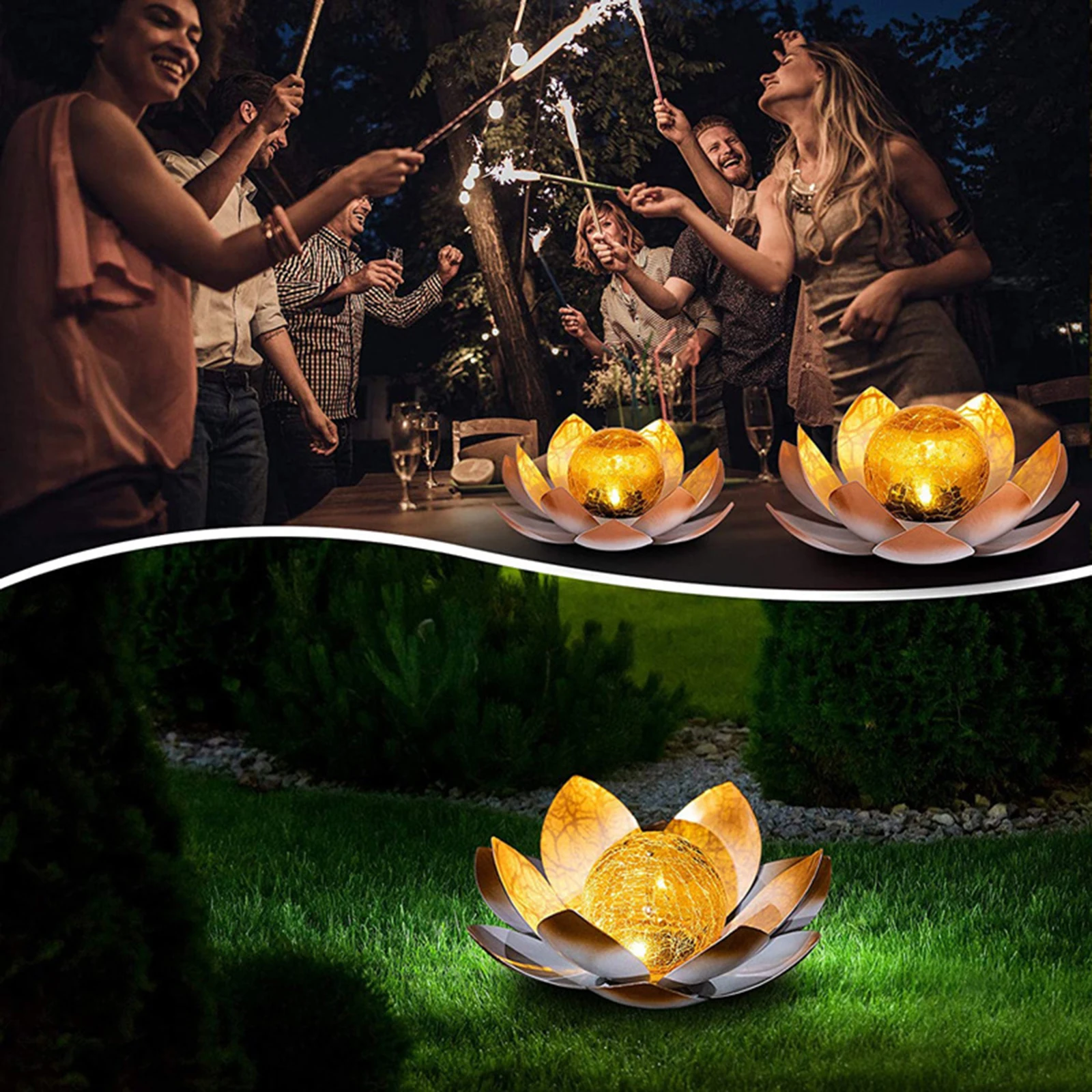 LED Solar Powered LotusLight GardenYard Terrasse Home Party Gehweg Lampe 