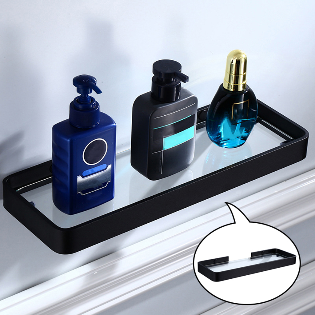 Tempered Glass Bathroom Shelves Wall Mount Storage Rack Space Aluminum New