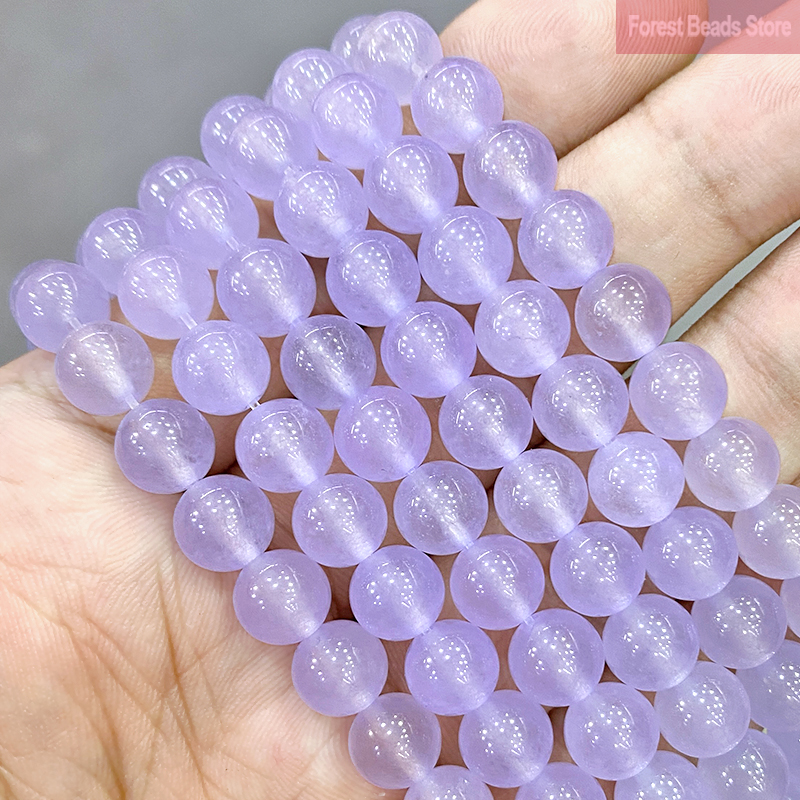 4/6/8/10/12/14MM Glatte Natürliche Licht Lila Chalcedon Runde Perlen Natürliche stein Diy für Schmuck Machen Zubehör 15 "Strand – Detail 15