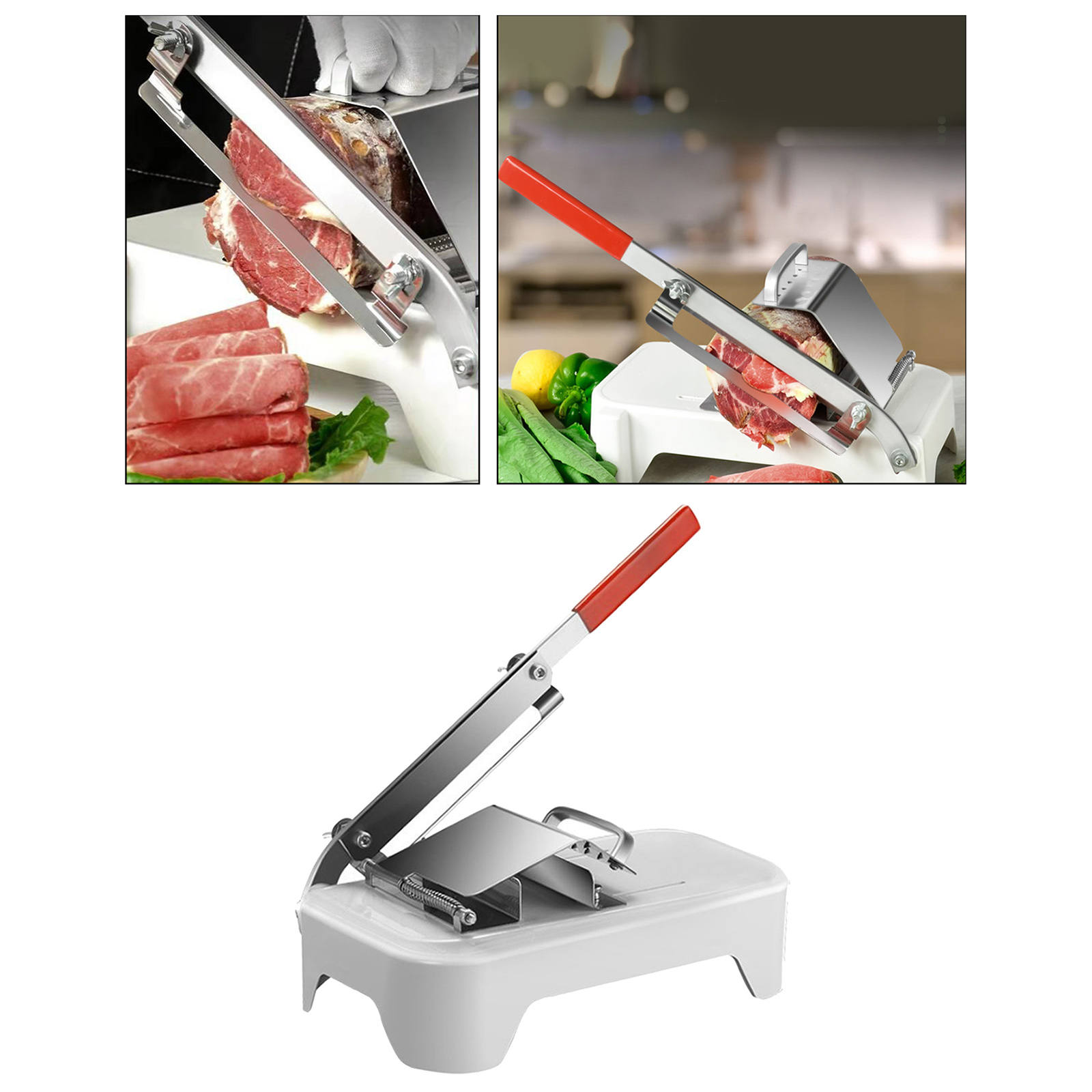 Manual Frozen Meat Slicer Cutter Hand Cutting Machine Roller for Vegetable Hotpot Shabu Adjustable Thickness