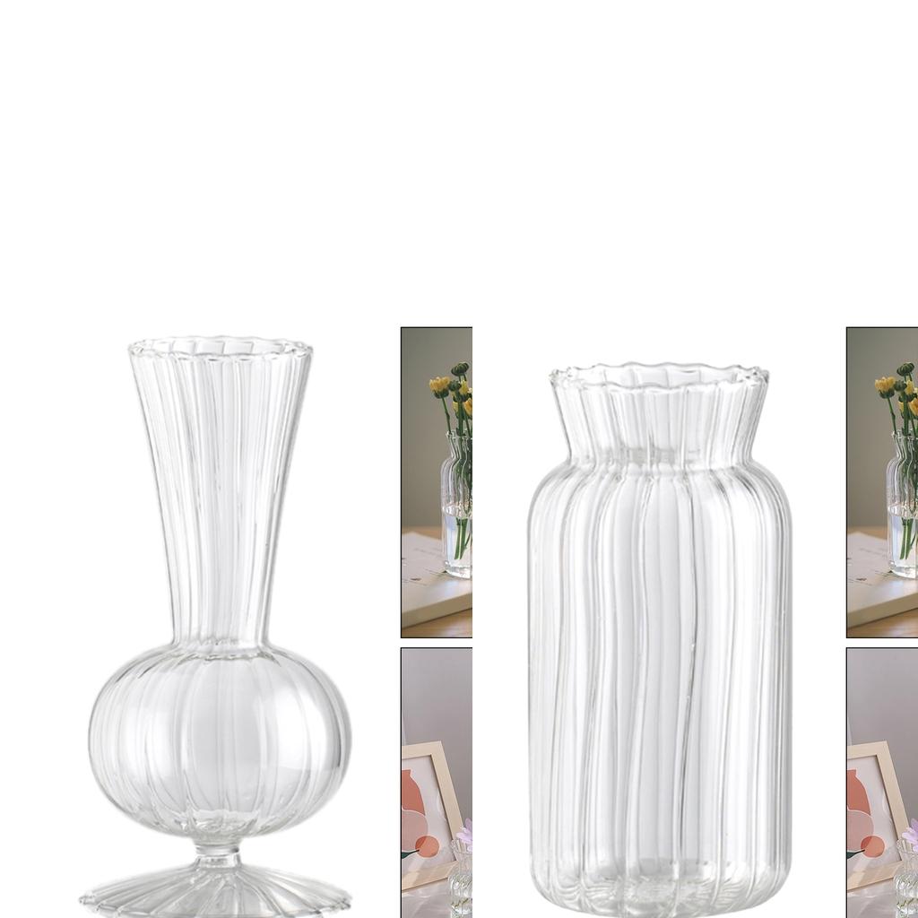 2pc Clear Glass Flower Vase Stem Plant Jar Table Floral Display Decoration
