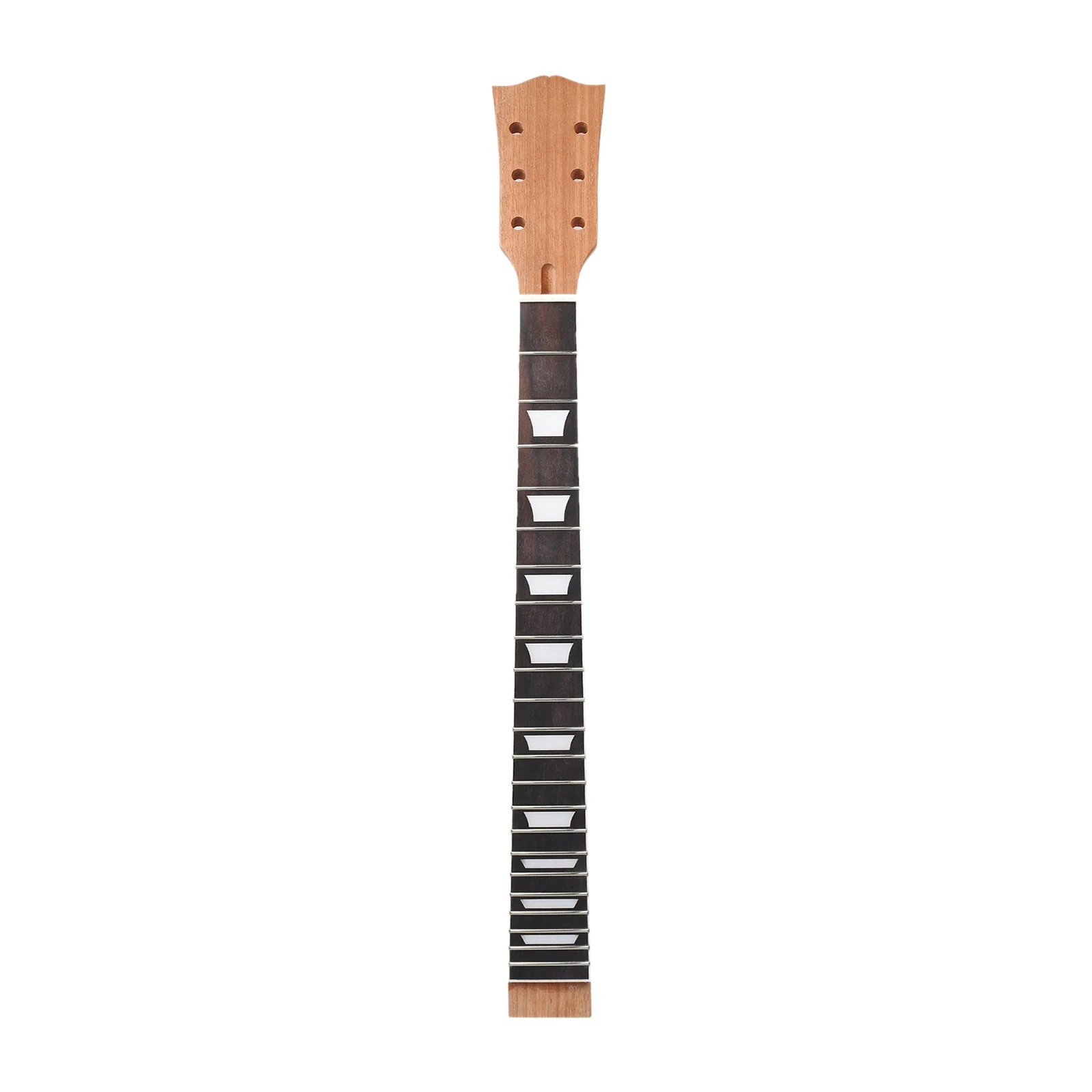 Electric Guitar Neck Maple Rosewood Solid Black Finish for  Replacement 22 Fret (Black with trapezoid inlays)