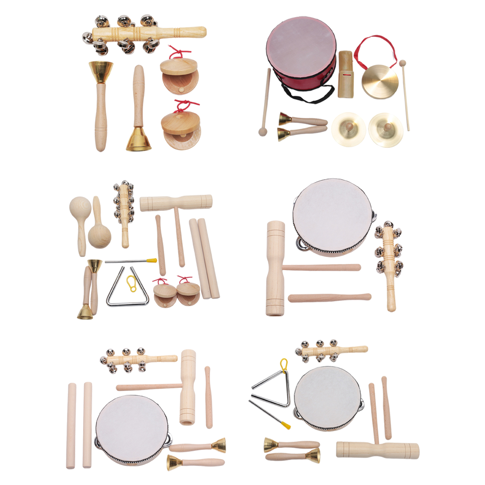 Wooden Music Set Hand Bells Baby Learning Percussion Musical Bells Birthday Gift for Children