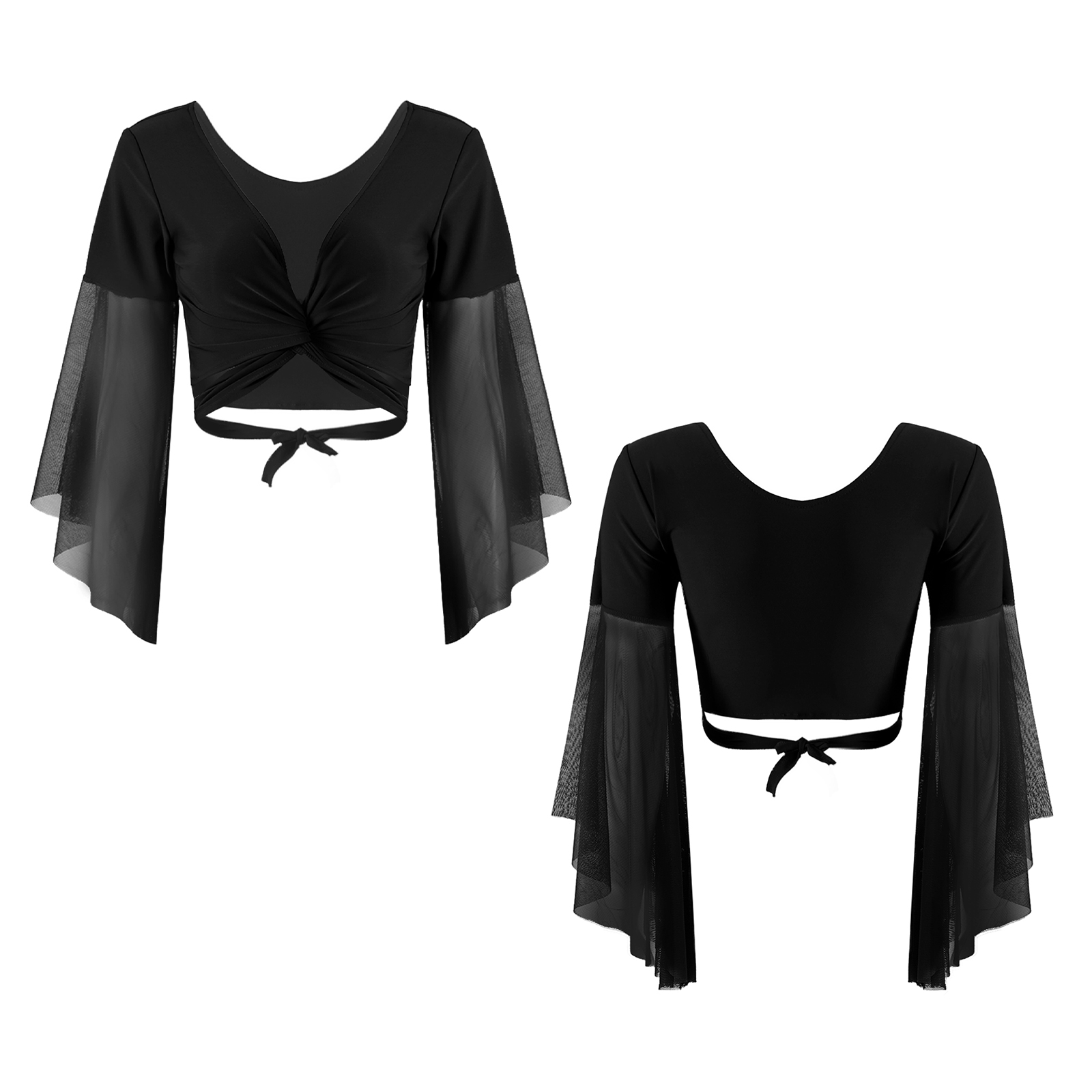 blusa decote v, manga flare 3 4,