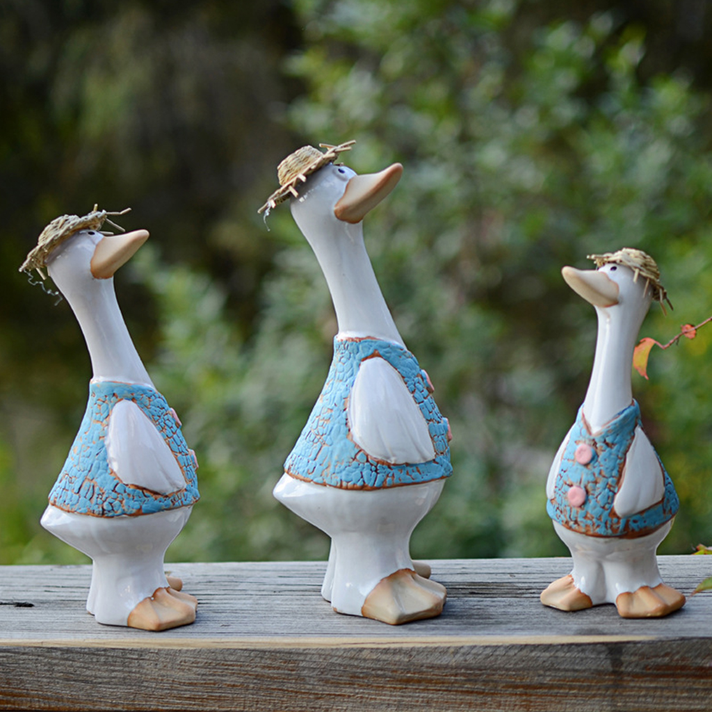 Ceramic Duck Statues Home Decor Figurines Living Room Outdoor Yard Art