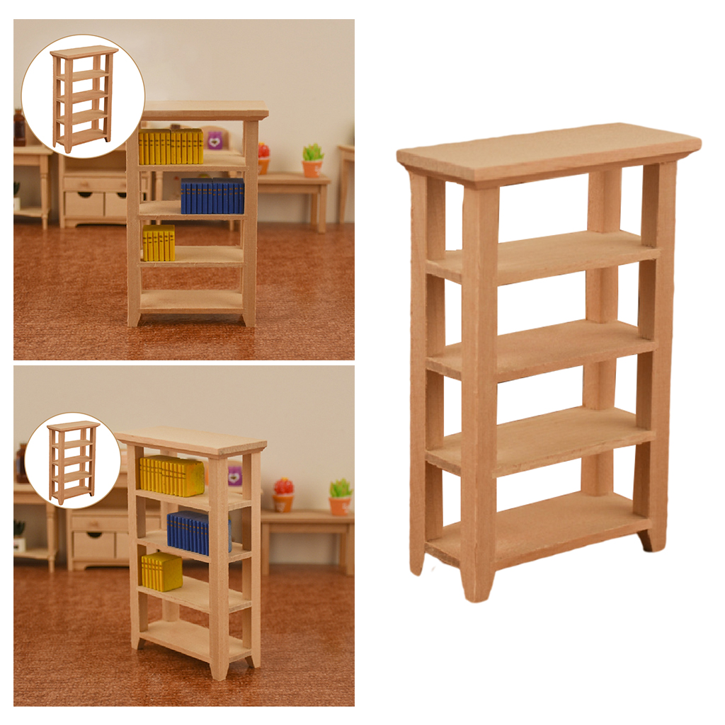 Simulation 1/12 Scale Mini Dollhouse Storage Cabinet Bookcase BJD Tiny Model Living Room Bedroom Decor Props