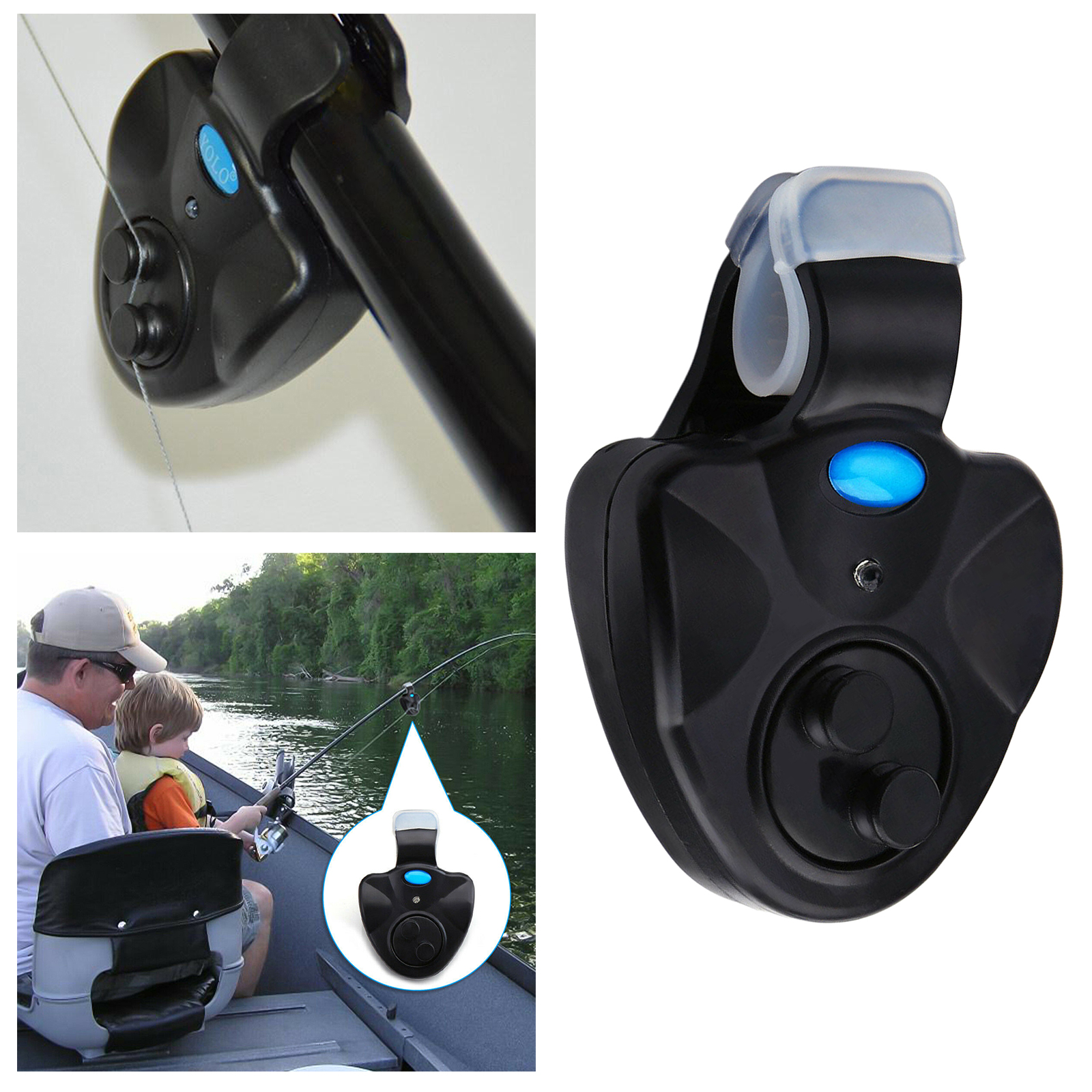 Sensitive Fishing Bite Bell Alarm LED Light Clip-On Fishing Bite Indicator Ring