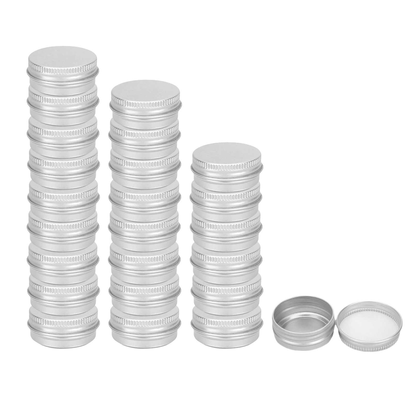 24pcs Tin Jars Aluminum Round Screw Top for Rhinestone Lotion Tins 15g/15ml Cosmetic Container Set Sample Jar Storage Case