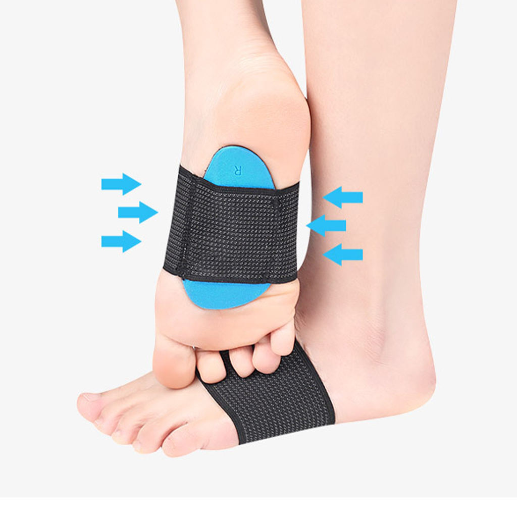 2Pcs Arch Support Brace Self-Adhesive Black Support Insoles Orthotic Pad for Men Women Plantar Problems Heel Fatigue Flat Foot