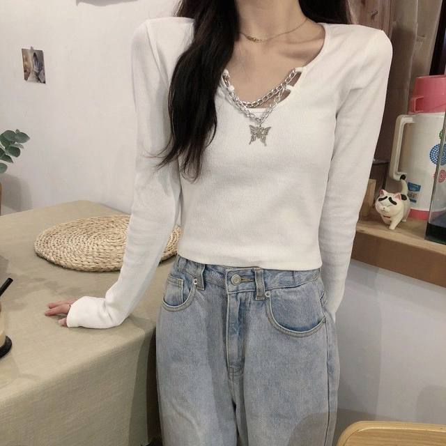 T-shirts Women Pure Color Korean Popular Female Summer Long