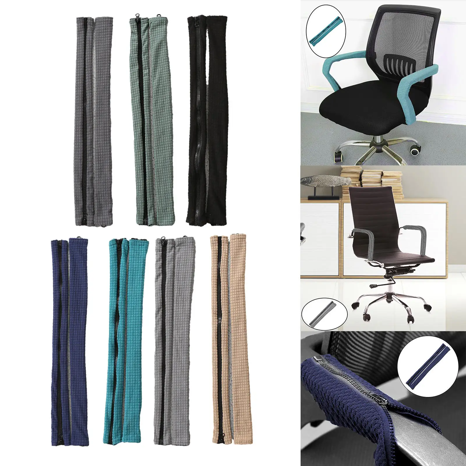 Jacquard Office Chair Arm Cover Stretchy Zipper Dirt-Proof Decoration Washable Protect Cover Armchair Cover for Study