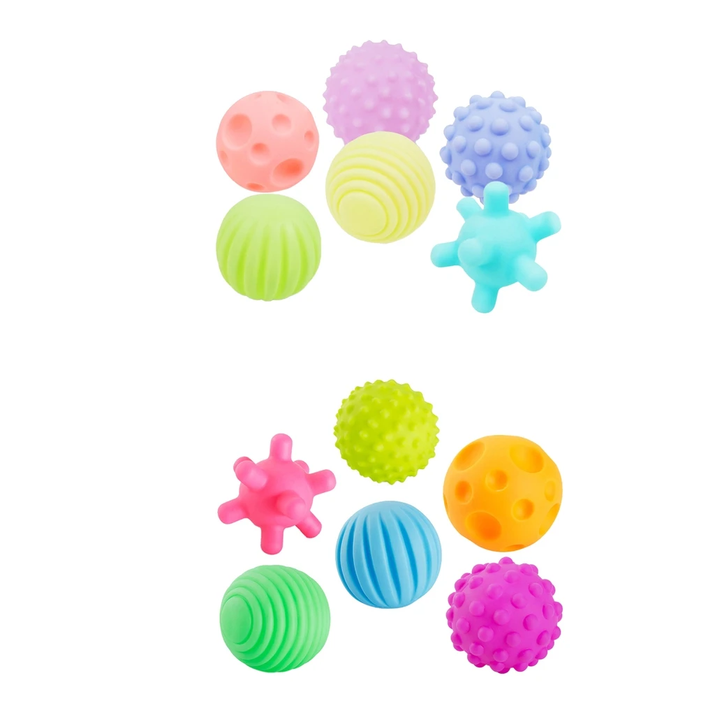 6 Pieces Infant Baby Textured Multi Balls Touch Hand Ball Soft Grab Toys Gifts