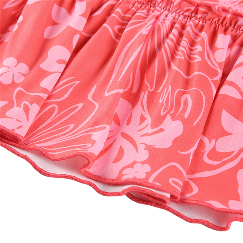 Women's A-Line Mini Skirt 90S High Waist Floral Print Frill Trim Above Knee Short Skirt Y2k Style Skirts Streetwear