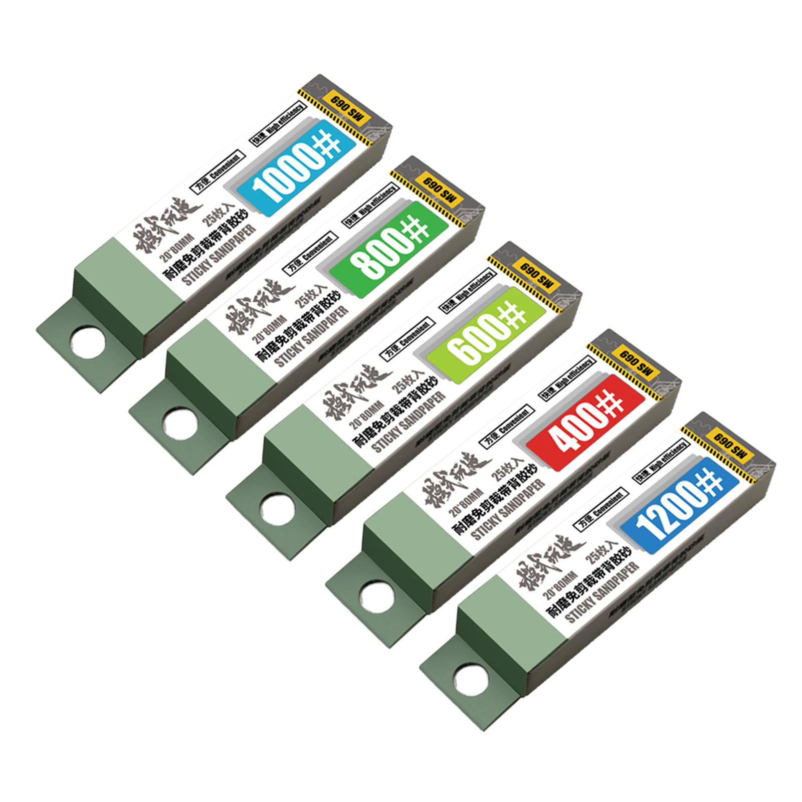 125 Pcs Model Abrasive Reuse Sticky Wear-resisting Sandpaper with Back Glue