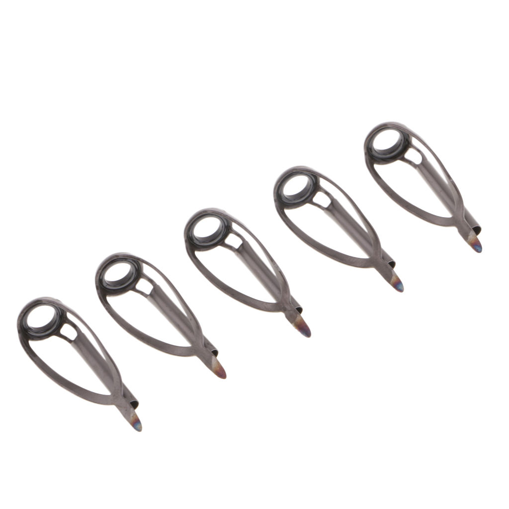 5pcs Gray Fishing Rod Tip Rings Pole Replacement Guides DIY Rod Building