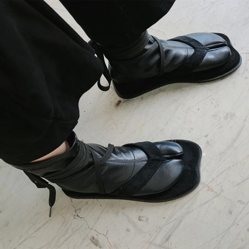 Complete Black Japanese Ninja Tabi Shoes Split Toe Boots Saibu 