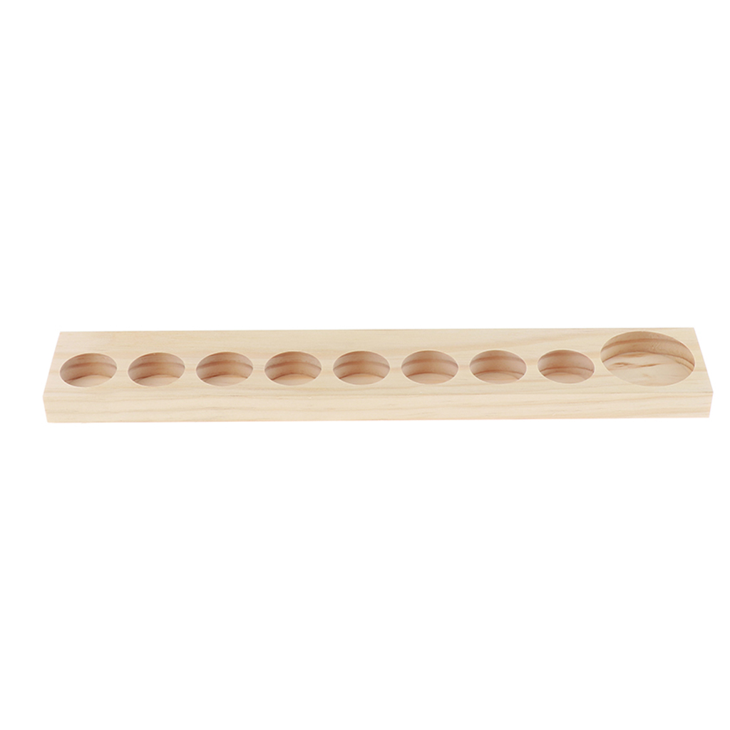 Natural Wooden Essential Oil Holder - Wood Rack Stand for 9 Bottles Organizer of 15ml