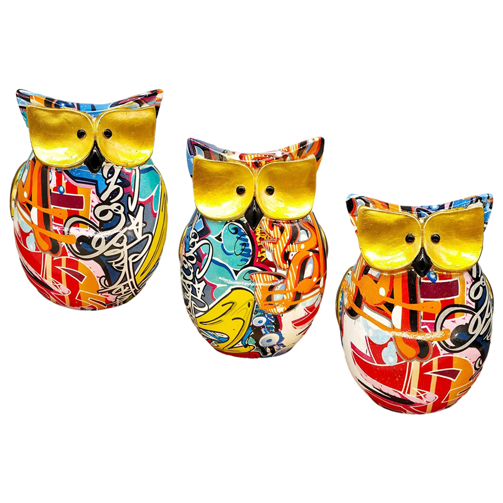 Owl Statue Home Shelf Night Owl Figurine Fireplace Bedroom Ornament Artwork