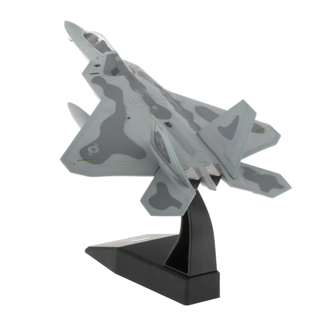 1:100th Alloy F-22 Fighter Raptor Aircraft Diecast Model W/ Stand Kids Gift
