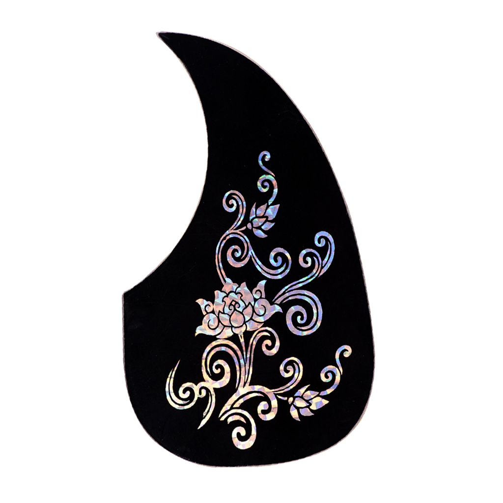 1x Acoustic Guitar Pickguard For Guitar Parts Replacement w/ Sliver Flower