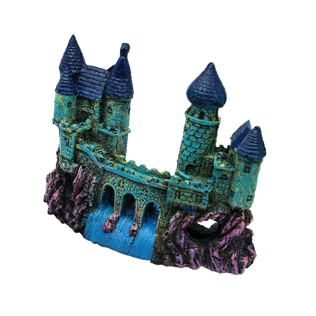 Aquarium Medieval Castle Hand Painted Detailed Fish Tank Decoration