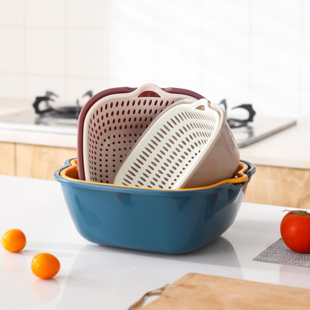 Multi Functional Draining Basket 2 Tiers Space Saving Plastic Dishwashing Basket