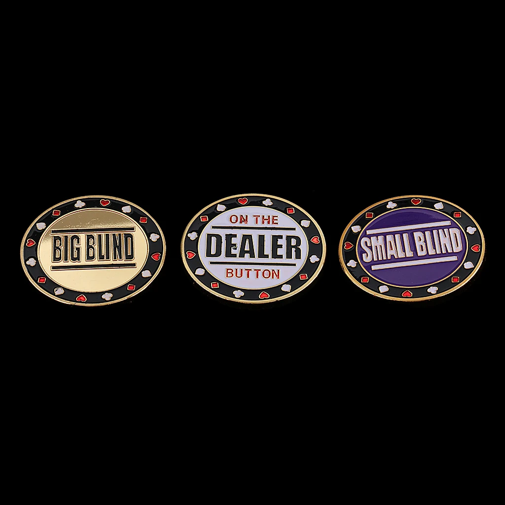 3pcs/Set Poker Game Dealer Buttons Small Blind Big Blind Playing Card Parts
