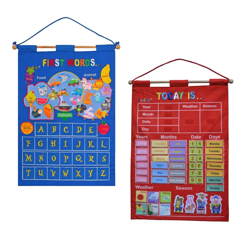 Wall Hanging Learning Calendar with Weather Station Season for Children Early Education