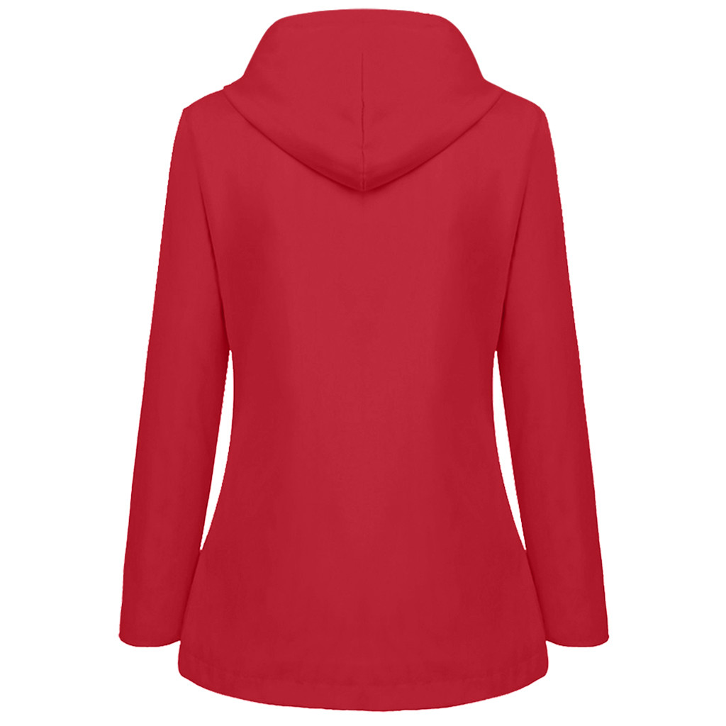 Women Solid Rain Jacket Outdoor Plus Size Waterproof Hooded Raincoat Windproof New Warm Jacket Windproof Outdoor Chaqueta
