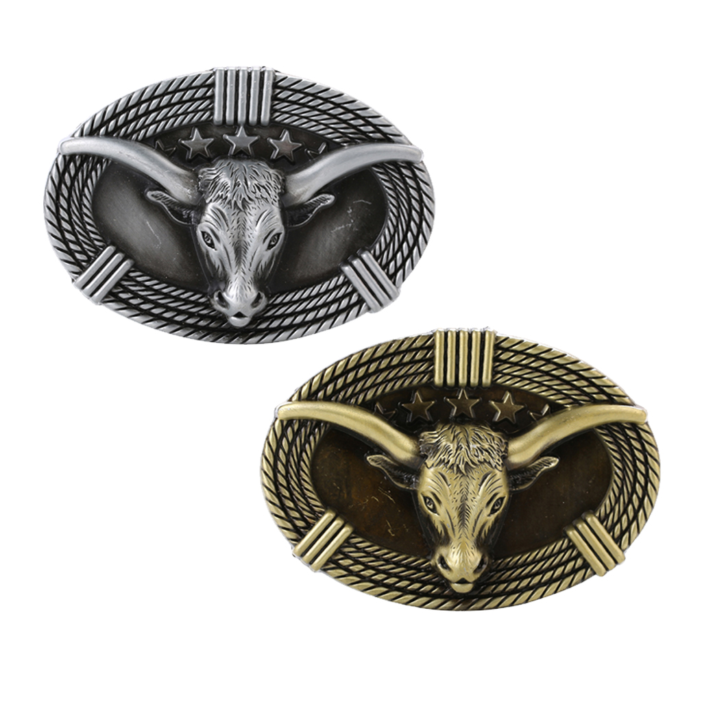 Male Ox Head Embossed Belt Buckle Stars Metal Western Cowboy Jewelry Buckle