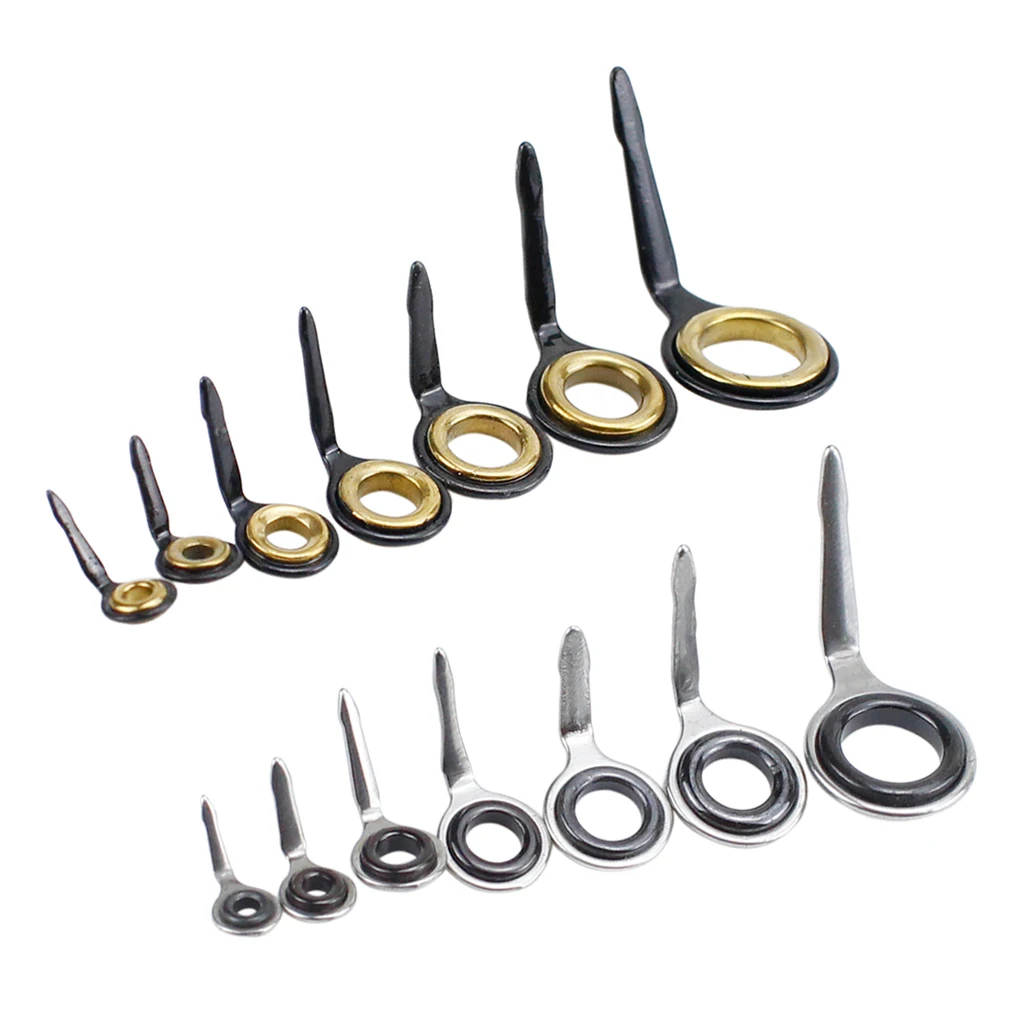 14 Pcs Stainless Steel Fishing Rod Guide Repair Kit Eye Ring Replacements
