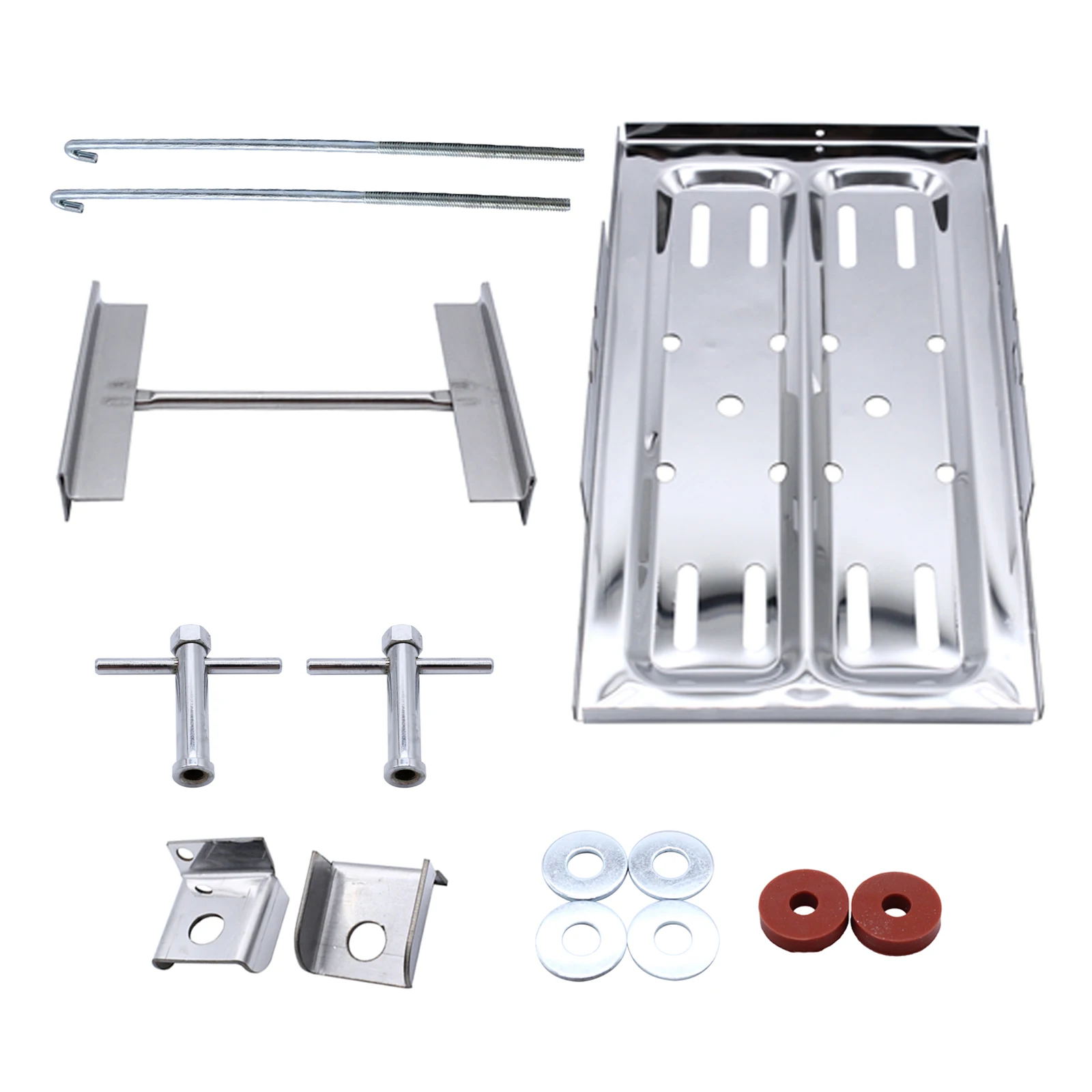 Battery Tray Cover Polished Battery Tray Holder Hold Down Clamp Bracket Hold Down Kit 7 1/2 x 13 1/4 Inch