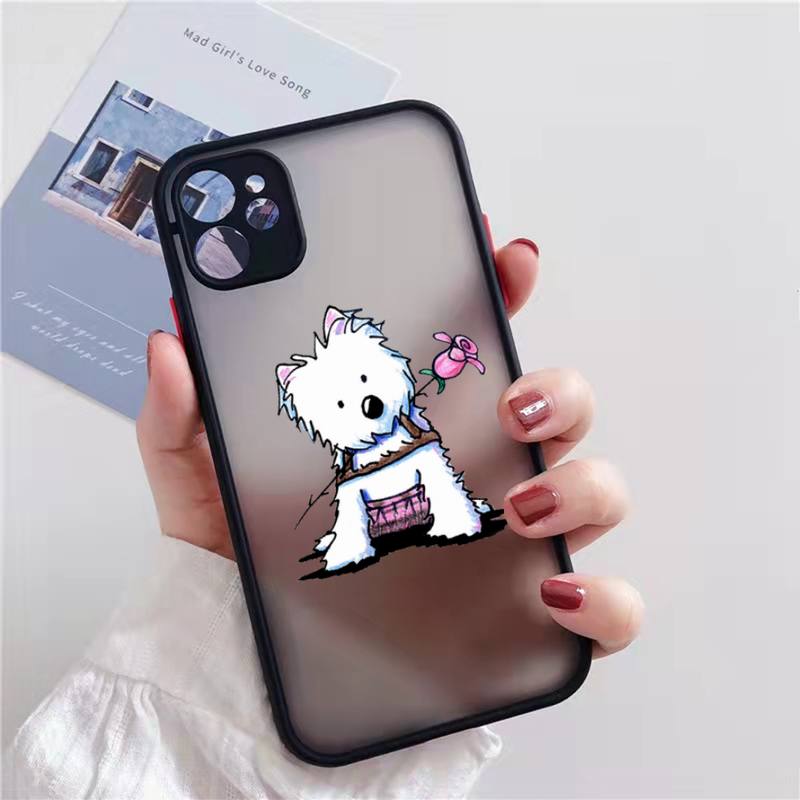 Westie lovely cartoon dog Phone Case matte transparent  For iphone 7 8 11 12 13 plus mini x xs xr pro max cover iphone 11 case with card holder